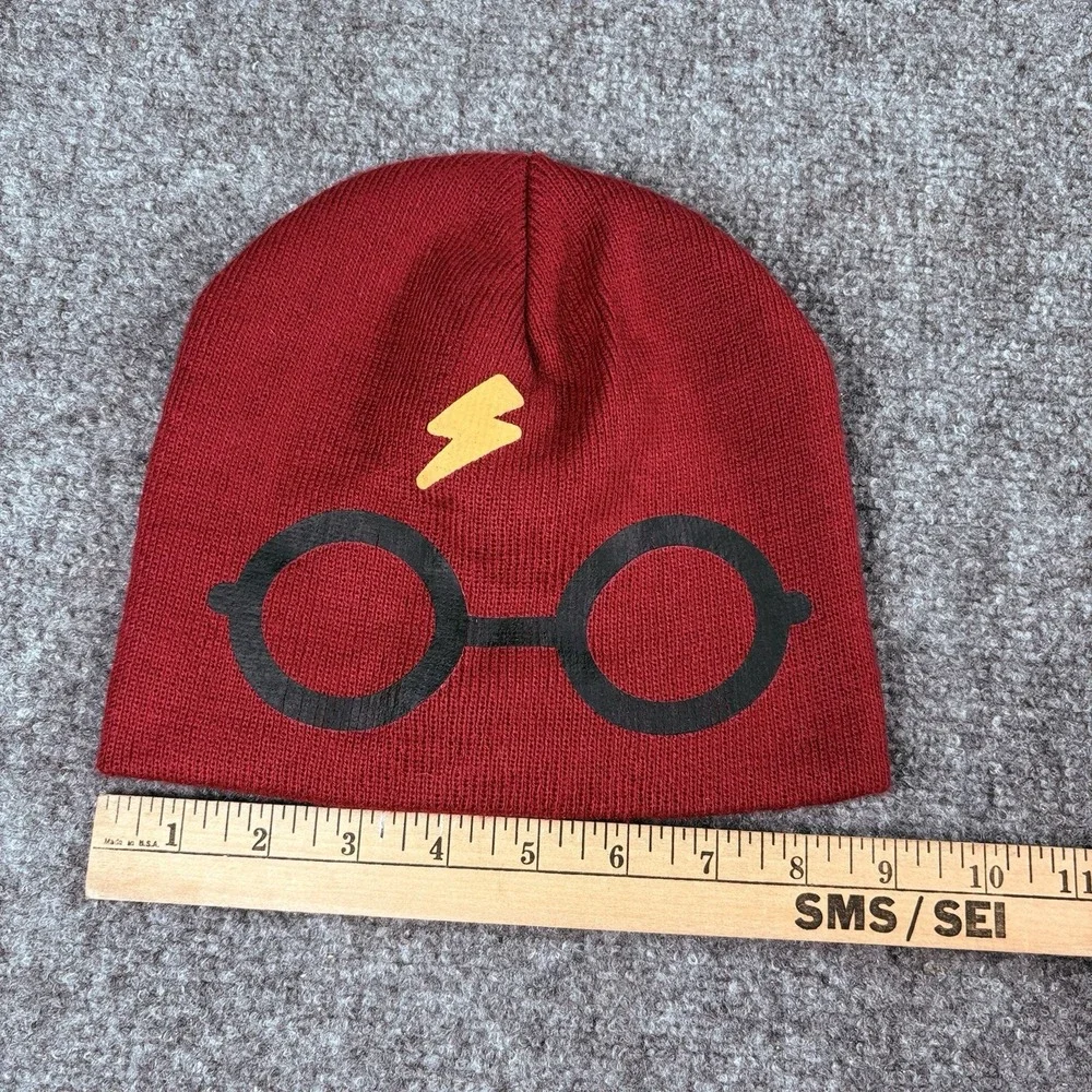 Harry‎ Potter Official Knit Beanie Hat Lightning Bolt Glasses Red Geeky Novelty